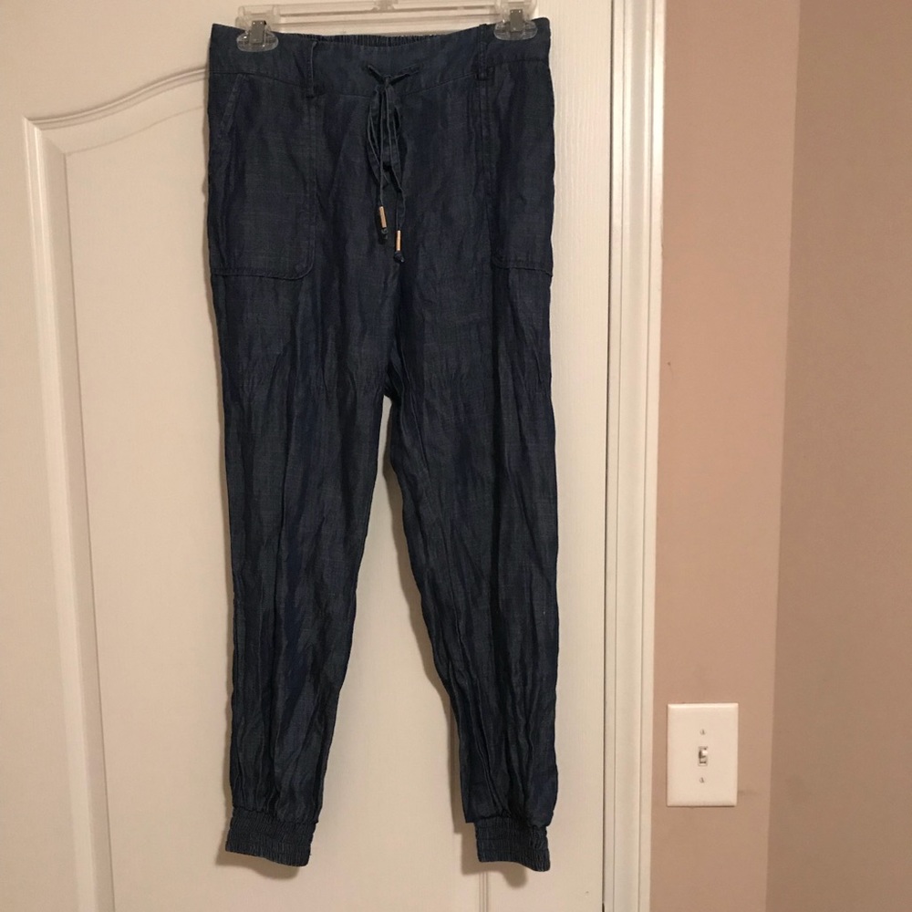 Bebe Chambray Ankle Pants